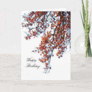 Crimson Leaves Happy Birthday Card