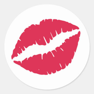 Crimson Lipstick Print Classic Round Sticker