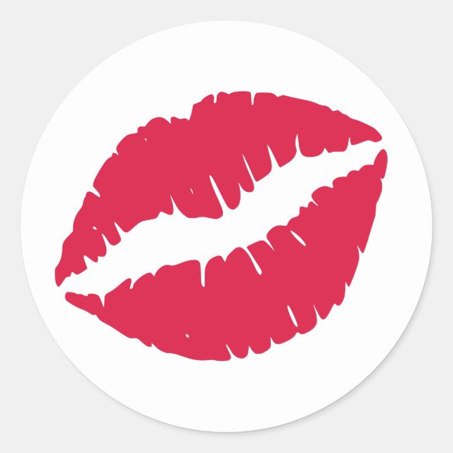 Crimson Lipstick Print Classic Round Sticker (Front)