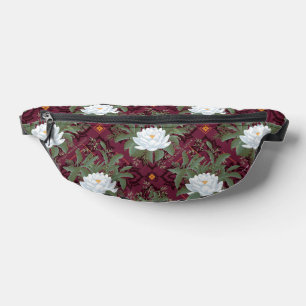 Crimson Lotus Elegance Pattern - The White Lotus Bum Bags