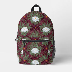 Crimson Lotus Elegance Pattern - The White Lotus Printed Backpack