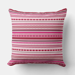 Crimson & Magenta Zigzag Stripe Geometric Pattern Cushion