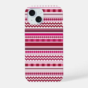 Crimson & Magenta Zigzag Stripe Geometric Pattern iPhone 15 Case