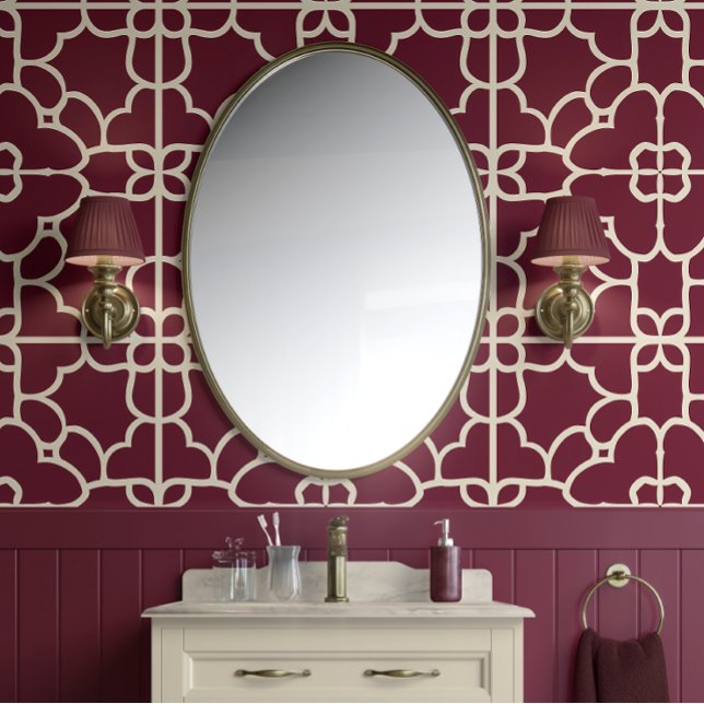 Crimson Majesty - Burgundy & Cream - Sophisticated Wallpaper (Rich Burgundy Elegance Peel and Stick Wallpaper )