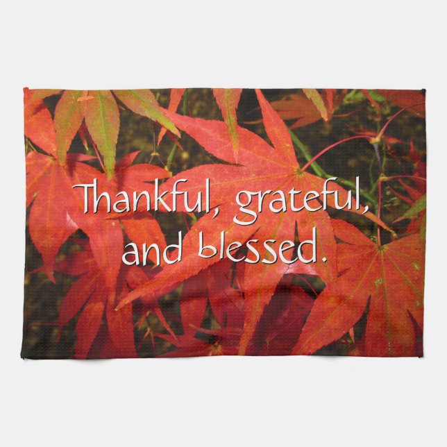 Crimson Maple Leaves - Custom Thanksgiving Tea Towel (Horizontal)
