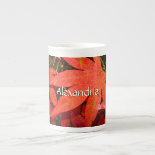 Crimson Maple Leaves - Personalised Bone China Mug