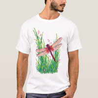 Crimson marsh glider dragonfly green grass