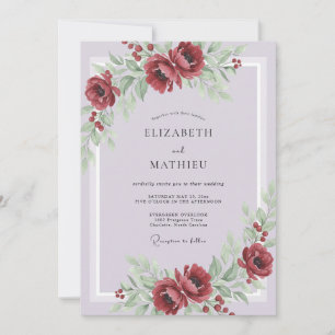 Crimson Mauve Painted Wedding Invitation