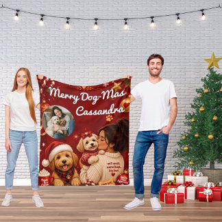 Crimson Merry Dog-Mas Dog Lovers Photo Gift Fleece Blanket