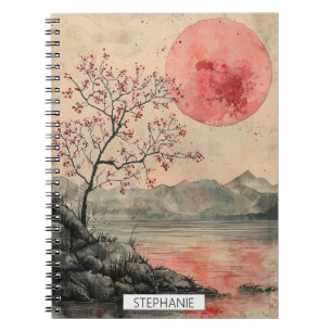 Crimson Moon Lakeside Ink Wash Notebook