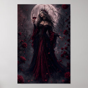 Crimson Moon Queen Gothic Fantasy Poster