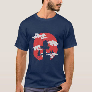 Crimson Moon Warrior – Japanese Silhouette Art T-Shirt