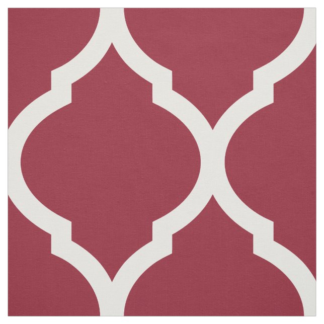 Crimson Moroccan Quatrefoil Large Scale Fabric (Swatch)