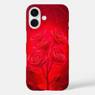 Crimson Mosaic Roses Art iPhone Case