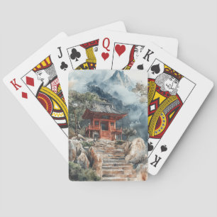 Crimson Mountain Pagoda Ink Wash (2) Playing Cards