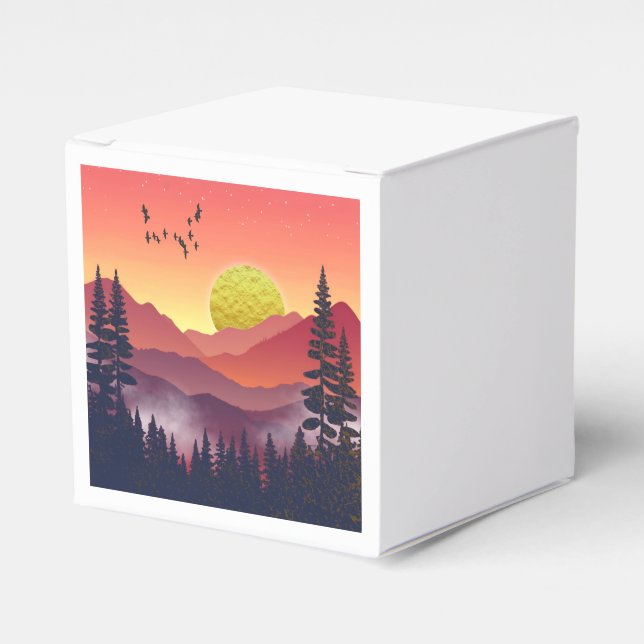 Crimson Mountains Landscape Favour Box (Front Side)