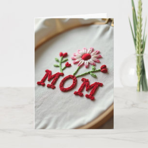 Crimson Mum Embroidery Card