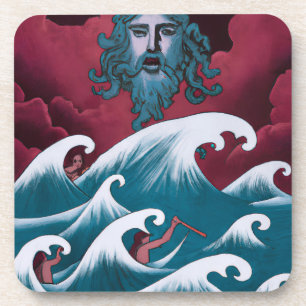 Crimson Neptune Oil Painting Coaster