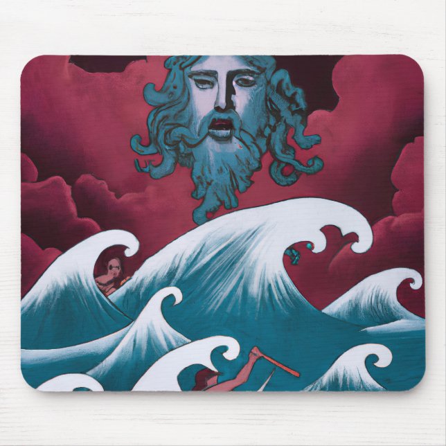 Crimson Neptune Oil Painting Mouse Pad (Front)
