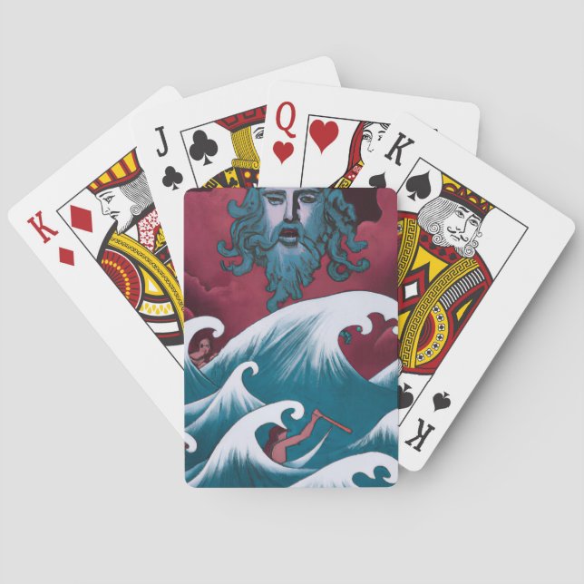Crimson Neptune Oil Painting Playing Cards (Back)