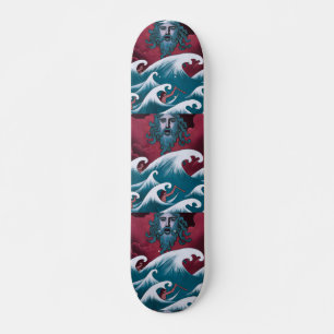 Crimson Neptune Oil Painting Skateboard