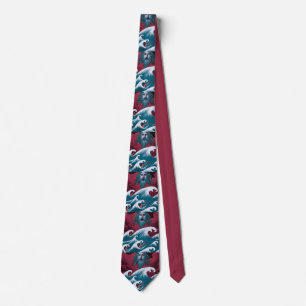 Crimson Neptune Oil Painting Tie