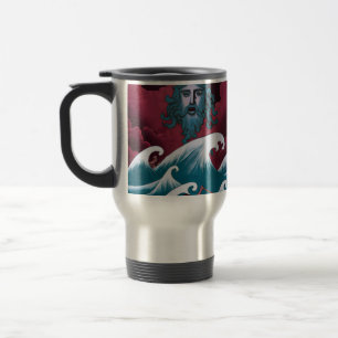 Crimson Neptune Oil Painting Travel Mug