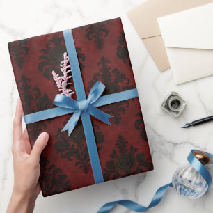 Crimson Nocturne Bloom Victorian Wrapping Paper