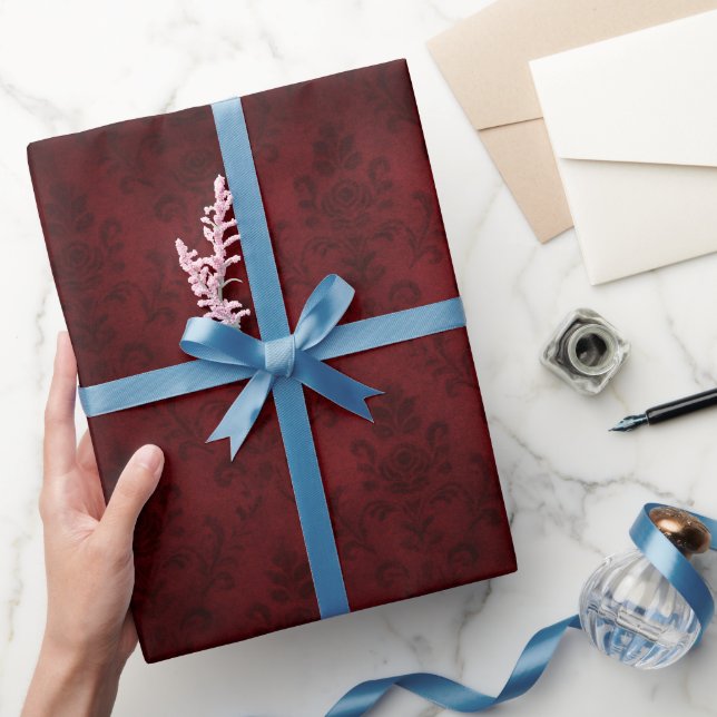 Crimson Nocturne Bloom Victorian  Wrapping Paper (Gifting)