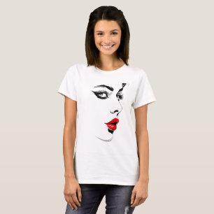 Crimson Noir Lip Portrait T-Shirt