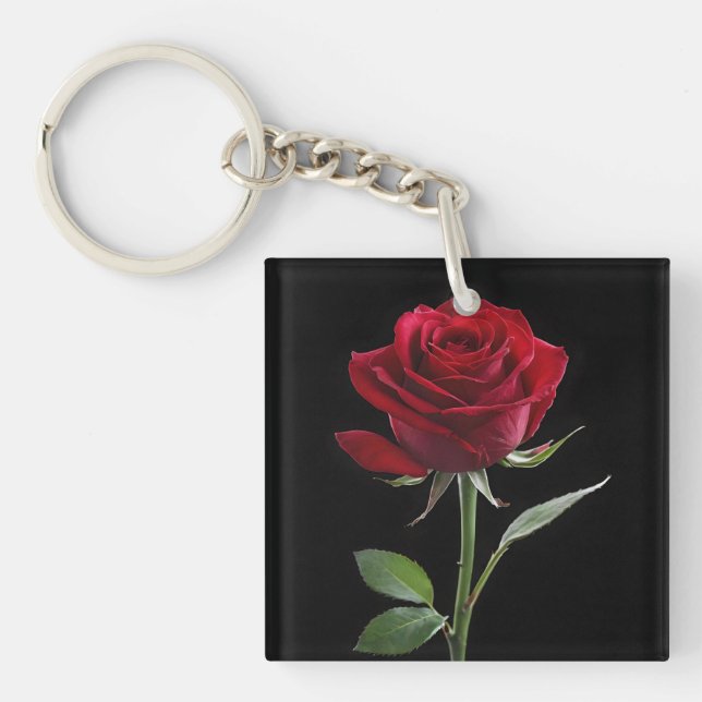 Crimson on Ebony: The Single Red Rose, Key Ring (Front)