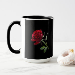 Crimson on Ebony: The Single Red Rose, Mug