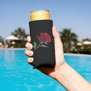 Crimson on Ebony: The Single Red Rose, Seltzer Can Cooler