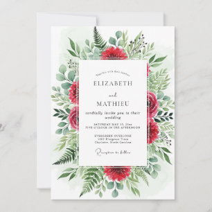 Crimson Opulent Winter Wedding Invitation