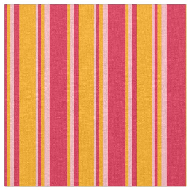 Crimson, Orange, and Light Pink Stripes Fabric (Close Up)