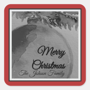 Crimson Ornament Christmas Square Sticker