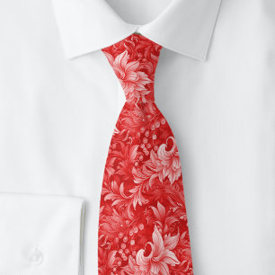 Crimson Ornate Botanical Tie