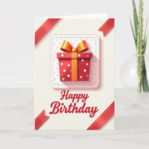 Crimson Package Birthday Card