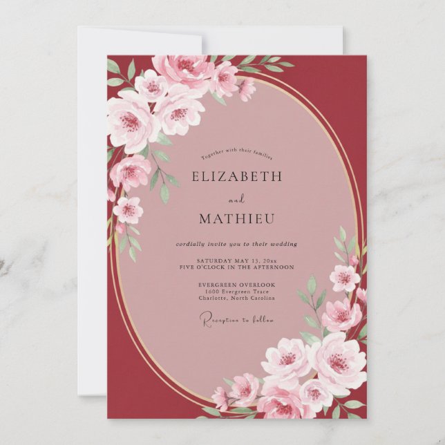 Crimson Painted Vine Wedding Invitation (Front)