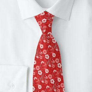 Crimson Pansies Tie