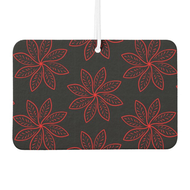 Crimson Pattern on Black  Car Air Freshener (Front)