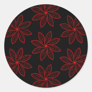 Crimson Pattern on Black Classic Round Sticker