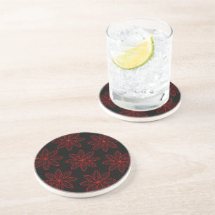 Crimson Pattern on Black  Coaster