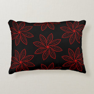 Crimson Pattern on Black  Decorative Cushion