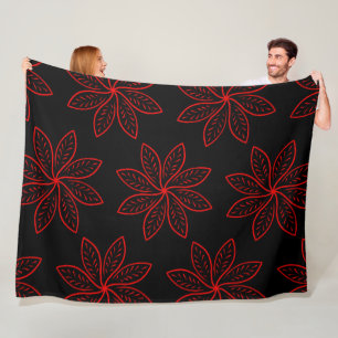 Crimson Pattern on Black  Fleece Blanket