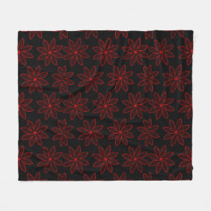 Crimson Pattern on Black Fleece Blanket