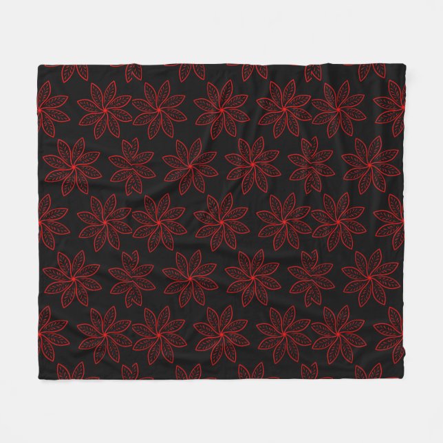Crimson Pattern on Black  Fleece Blanket (Front (Horizontal))