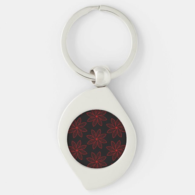 Crimson Pattern on Black  Key Ring (Front)