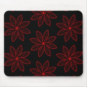 Crimson Pattern on Black  Mouse Pad
