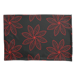 Crimson Pattern on Black  Pillowcase